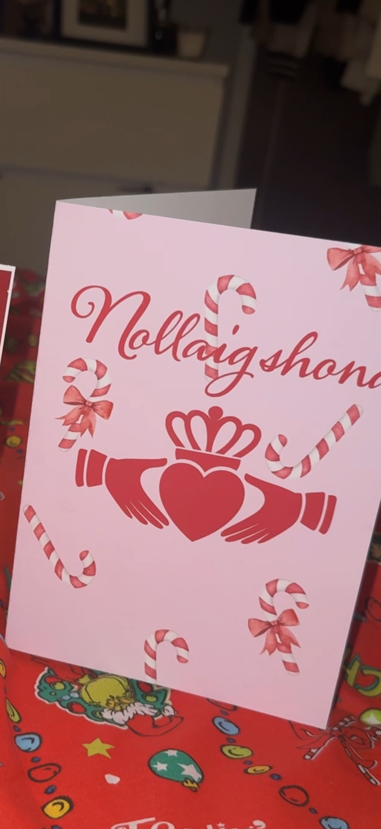 5 pack Christmas card candy cane